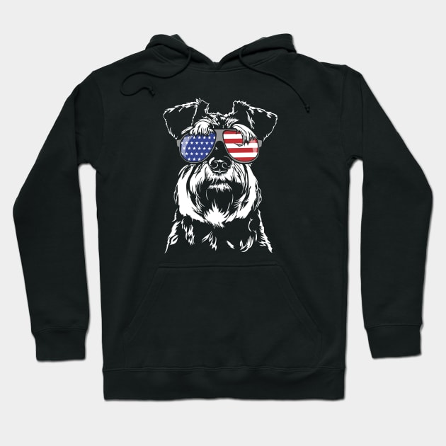 Proud Miniature Schnauzer American Flag patriotic dog Hoodie by wilsigns